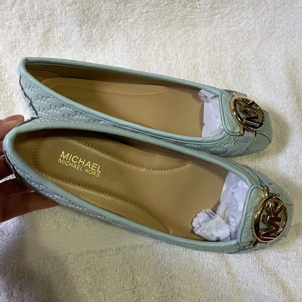 Michael Kors Fulton Moccasin Embossed Vista Blue Size 5.5M - Picture 6 of 11